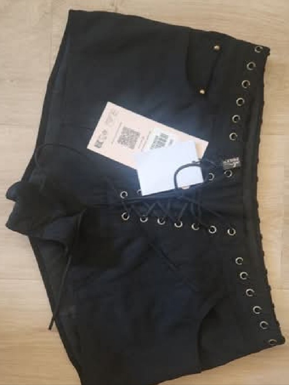 Women’s Black Lace-Up Shorts